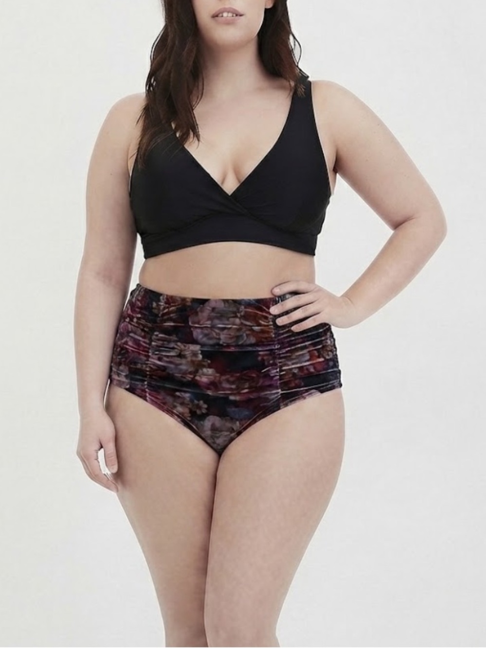 New Set!‎ Torrid sz 4 Torn Rose Floral Bathing Swim Suit Top Bottoms 4X